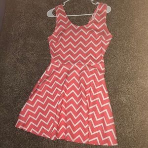 Salmon and White Chevron dress